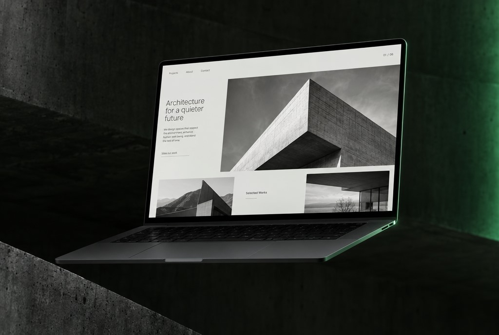 Strona studia architektury na laptopie